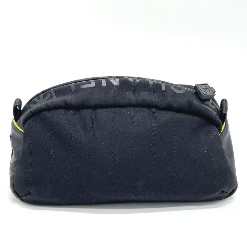 CHANEL Sports line logo Cluch Bag Pouch Nylon Black - Picture 2 of 12